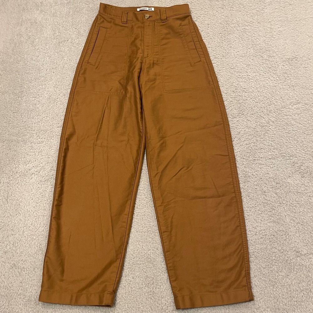 Uniqlo x JW Anderson Curved Pants Womens 0 Brown Wide Leg Barrel Utility Trouser